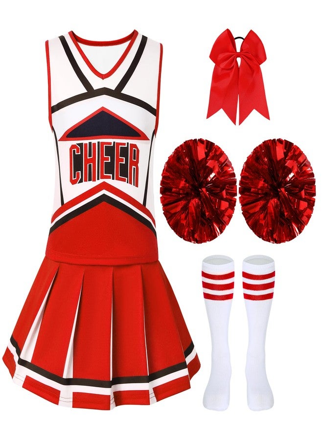 WooHand Girls Cheerleading Outfit 7-8 Cheerleader Costume For Girls Cute Cheerleading Outfit Cheer Uniform For Halloween Dress Up - Image 1